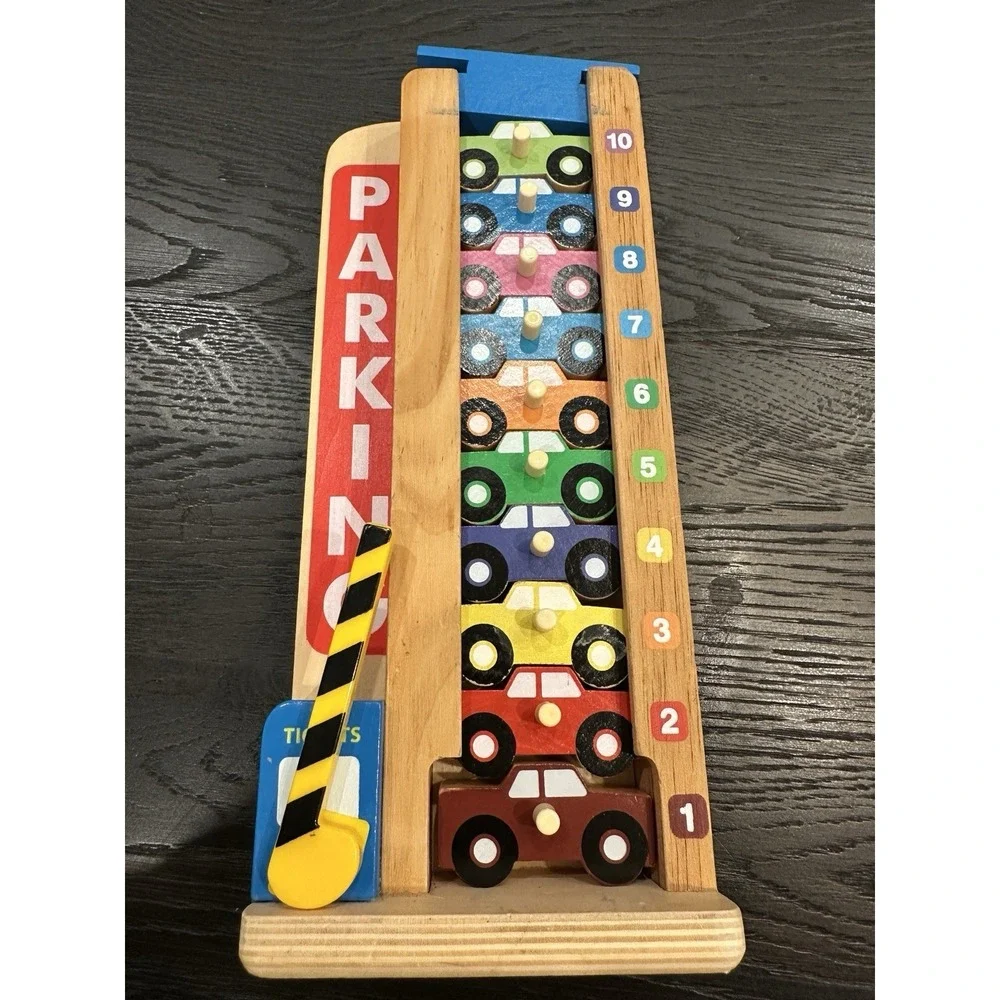 Stack & Count Wooden Parking Garage with 10 Cars By Mellisa‎ And Doug